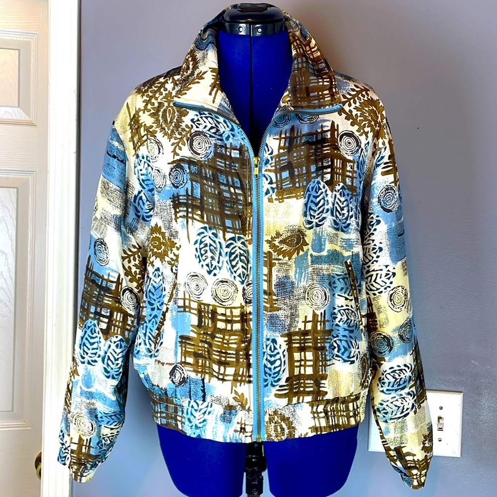 100% SILK VINTAGE 80’s EVR BOMBER JACKET SIZE PETITE MEDIUM